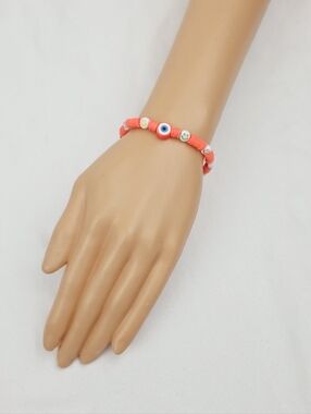 3 FOR $15 🧡 Handmade Clay Bead Smiley Face  Bracelet